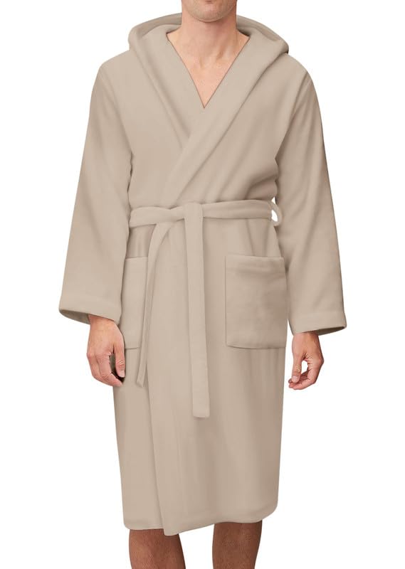 NARCISO - Peignoir homme femme microfibre économique avec poches capuche et ceinture, idéal pour la maison, le voyage, la gym, le tissu doux et confortable,...