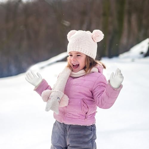 Image of ONESING Kids Knit Gloves - Stretchy Gloves for Boys Girls Winter, Solid Finger Gloves for Children