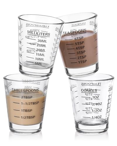 Image of SAIAOKJ Shot Glass Measuring Cup Set, 4 Pack Espresso Shot Glasses (Black)