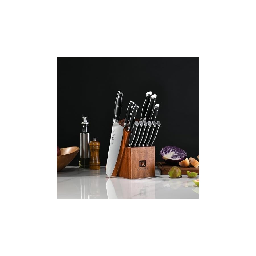 Stahl-High-Carbon-Exclusive-German-Steel-13-Piece-Knife-Block-Set-Black Klaus Meyer Stahl High Carbon Exclusive German Steel 13 Piece Knife Block Set (Black)