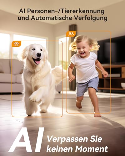 Imou 2K+2K Dual Kameras Überwachung Innen mit KI Mensch/Tier, Farbnachtsicht, 360° PTZ WLAN Überwachungskamera Innen, Automatische Verfolgung,2-Wege-Audio, Sirene, Modus Privat,Ideal für Baby/Haustier