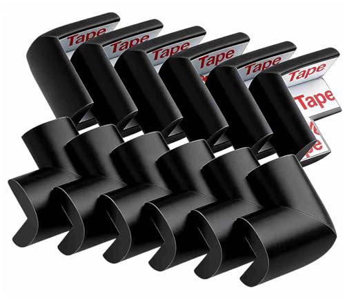 12 Stück weiche Eckenschützer für Babys, Eckenschutz für Möbel, Tischkantenschutz (schwarz)