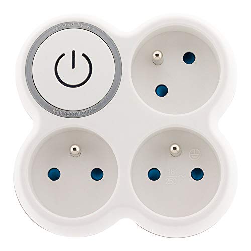 Triplite 16A multiprise murale 3 prises avec interrupteur gris blanc - 3
