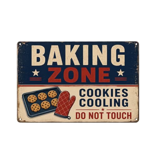 Baking Zone tin sign Cookies Cooling Do Not Touch Vintage Metal Sign Wall Art for...