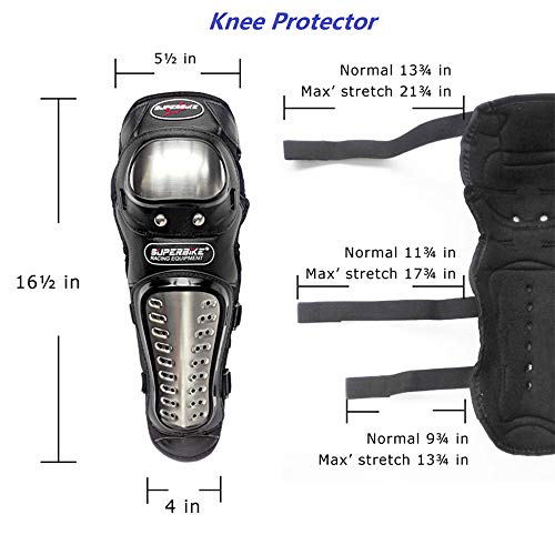 image for KAIWENDE 4Pcs Adults Motorcycle Alloy Steel Knee Shin Protection Guard