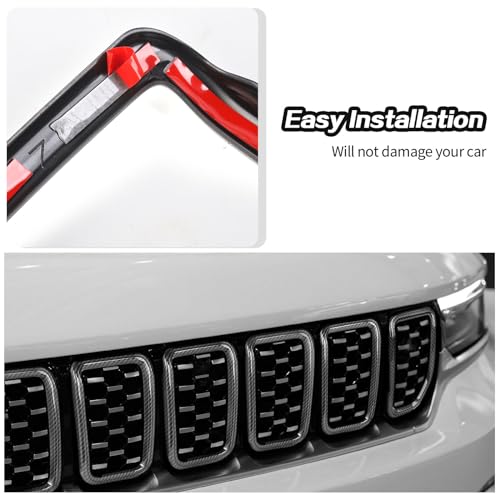 Image of Carbon Fiber Grill Inserts for 2021+ Jeep Grand Cherokee Grill Cover Trim Accessories (7PCS)