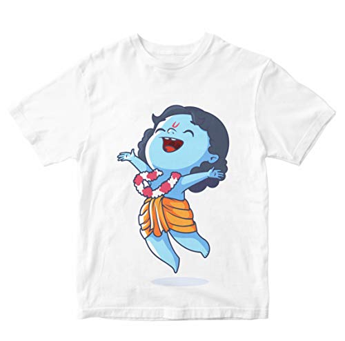Image of Boys' Regular Fit T-Shirt Krishna Leaping with Joy 100% Cotton Boy's Girl's Unisex Fit T-Shirt
