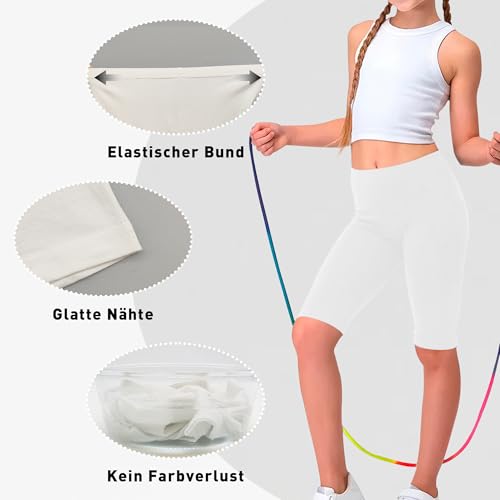 Geyuwoz Mädchen Kurze Leggings Kinder Radlerhose aus Baumwolle Sommer Dünn Shorts für Mädchen Unter Rock Unterhosen Kurze Leggings Shorts Weiß 146-152