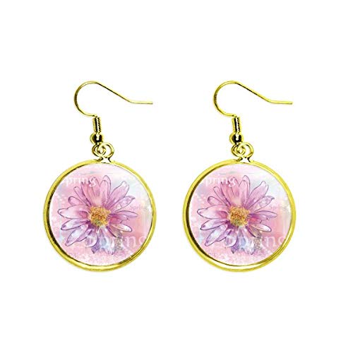 Pendiente de gota de crisantemo rosa para tus eventos de tarde