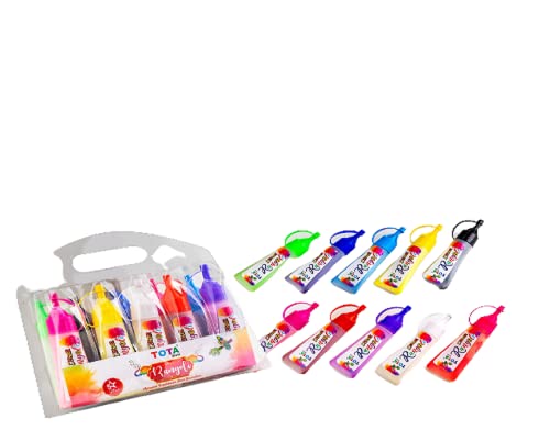 Image of TOTA Rangoli Colour Powder Tube Kit, for Diwali Decoration Tool Floor Art Rang - 10 Multicolour (Squeeze Rangoli Tubes)