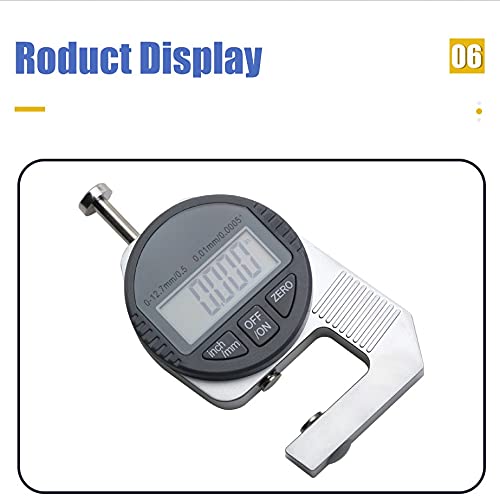 Medidor de espesor digital portátil de 0 a 12.7 mm con gran pantalla LCD 8