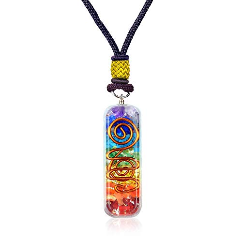 Orgone Chakra Healing Pendant with Adjustable Cord  7 Chakra Stones Necklace for EMF Protection and Spiritual Healing