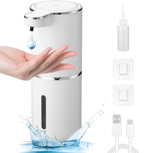 Zawaer Automatico Dispensador Jabon Baño, 380 ml Dispensador de jabón automático para Pared, Carga USB con Sensor Dispensador Jabon Cocina, Apto para Cocina, Baño, Hotel