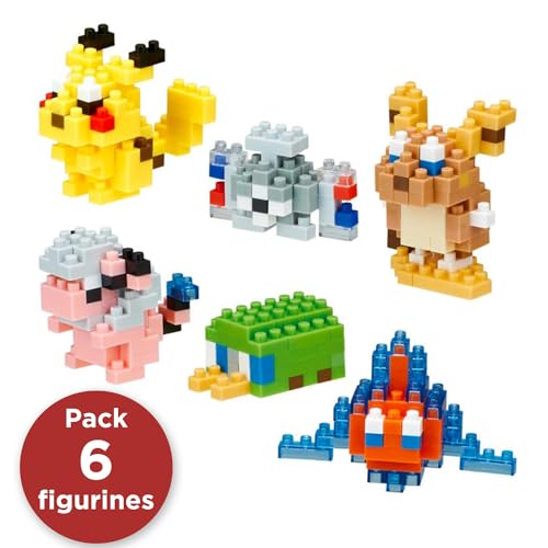 Bandai - Nanoblock - Pack Mini-Figurines Pokémon type Électrique - Coffret de 6 Figurines Pokémon à Assembler en Briques - Jeu de construction Maquette - Jouet Enfant 12 ans et + Ado Adultes - NBPM08B