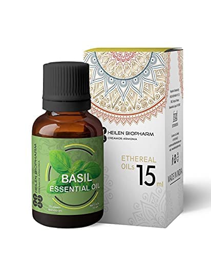 Image of Heilen Biopharm Food Grade Edible Tulsi (Holy Basil) Essential Oil - 15 mL Bottle Pack of 1,For Hair, Skin, Body Massage & Aromatherapy
