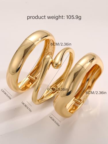 Chunky Gold Bangle Bracelets for Women, 14k Dainty Gold Cuff Stackable Bracelet Set, Trendy Bracelet Stack Fashion Jewelry Gifts3