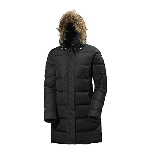 Helly Hansen Women's Aden Down Parka with Faux Fur Hood, 990 Black, Large
