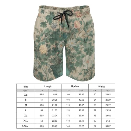 Men's Swim Trunks Quick Dry Board Shorts with Pockets Beach Shorts A Watercolor Flower Painting Bathing Suits for Men2