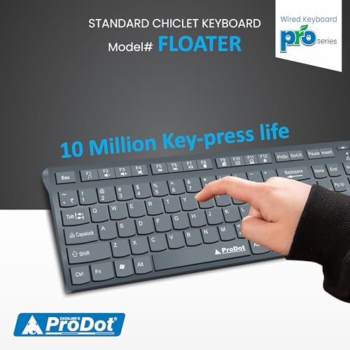 Image of ProDot High-Performance Wired Multimedia Chicklet Keyboard, Mouse & USB Hub Set for Laptop, PC, Game and Office Work (Black)