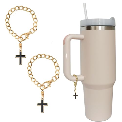 2 Pack Cross Charms for Stanley Cup Handle, Personalized Stanley Cup Accesories Cross Charm for 30 OZ or 40 OZ Tumbler with Handle