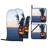 Pineapple Fruit Oven Mitts and Pot Holders Set Durable Heat Insulation Waterproof Kitchen Oven Glove