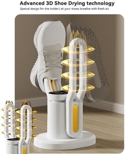 Secador de zapatos de 100 W con circulación de aire caliente de 360°, temporizador ajustable y control de temperatura, calentador rápido de botas para entrenadores, guantes y accesorios de cuero