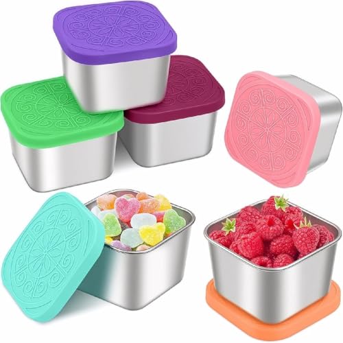 Image of 304 Stainless Steel Small Food Storage Container with Silicone Lid (180ml) | Leakproof, Portable, Stackable Sauce & Snack Box | Reusable, Dishwasher Safe, Airtight Lunch Box (6)