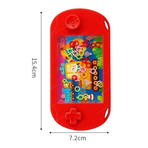 Image of SHAKTISM Classic Handheld Water Ring Toss Game for Kids & Adults Nostalgic Press Button Water Game Machine Portable Plastic Retro Ring Toss Toy Travel Fun Puzzle Toy for Children- 1Pc (Excavator Red)