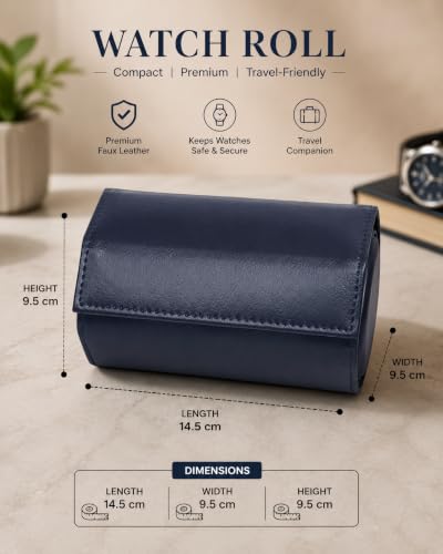 Image of essart 2 Slot watch roll case Blue