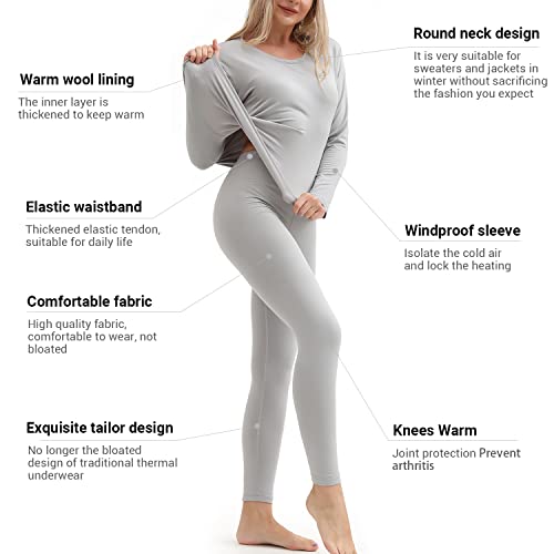 Image of PISIQI Thermal Underwear Women Ultra-Soft Long Johns Set Base Layer Skiing Winter Warm Top & Bottom