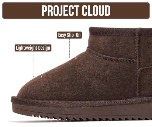 Image of Project Cloud Girls 100% Genuine Leather Non Slip Fur Lined Ankle Boots | Water Resistant Lightweight Memory Foam Insole Cozy Fall Shoes for Boys & Girls Kids Footwear Outdoor Everyday Kids Boots
