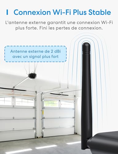 Meross Ouvre-Porte de Garage Connecté avec Antenne Externe, Moteur de Porte de Garage WiFi avec 3 Portes Supportées Compatible avec Apple HomeKit, Alexa et Google Home, Contrôle Vocal à Distance