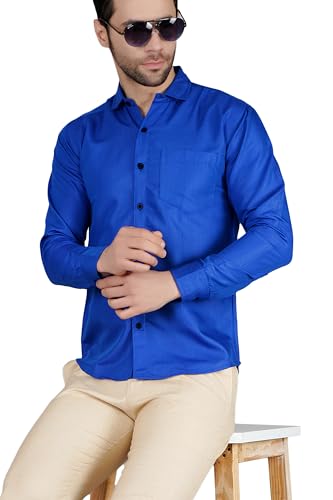 Image of Mens Slim fit Solid Casual Cotton Shirt with Spread Collar and Full Sleeves || Suitable for Office wear