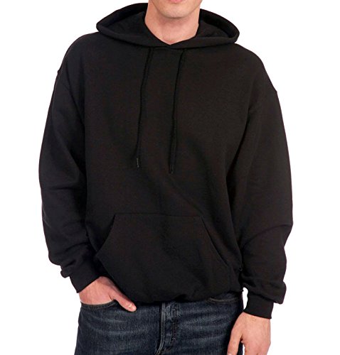 Sweat shirt capuche noir uni molletonné chaud et confortable
