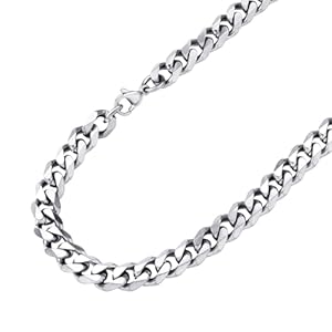 555Jewelry Stainless Steel Necklace for Men- 6 MM Miami Cuban Link Chain for Men Thick Stainless Steel Chain for Men and Women 16-24 Inch