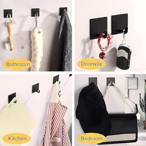 Image of Self Adhesive Wall Hooks - Heavy Duty 10 Pcs Wall Hanger Hook Without Drilling - Nail Free Wall Hooks for Hanging Sticky Hooks for Wall Heavy Items (Style 5)