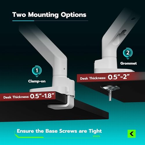 ARES WING Ultrawide Monitor Arm for 17 to 49 Inch and 44 Lbs Screen, White - image 5