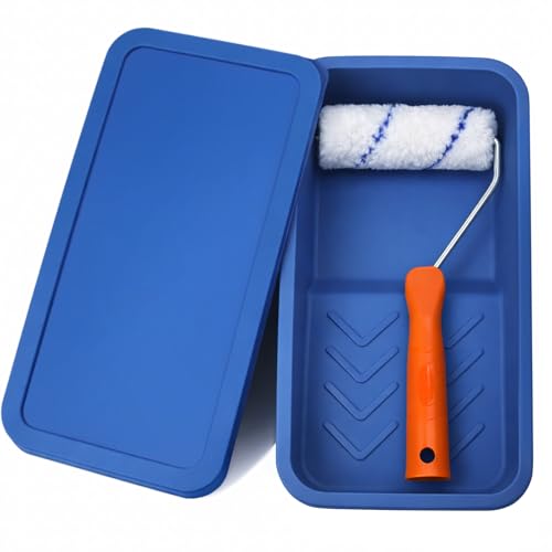 4 Inch Silicone Paint Tray with Lid, Reusable Small Paint Roller Tray Set, Peel-to-Clean, Durable by Webake - Used condition - US$21.61