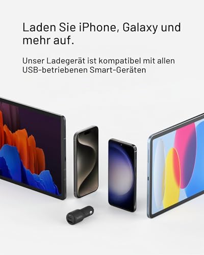 Belkin BoostCharge 2-Port-Kfz-Ladegerät, 42 W, Schnellladen mit USB-C, 30 W PPS, USB-A-Anschluss, 12 W, für Apple iPhone 16, 16 Pro… – Ansicht 3