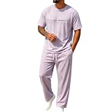 Conjunto genérico de camiseta y pantalón para hombre con estampado de letra minimalista Oversized Streetwear traje de playa casual conjunto de correr tejido algodón suave cómodo transpirable de corte