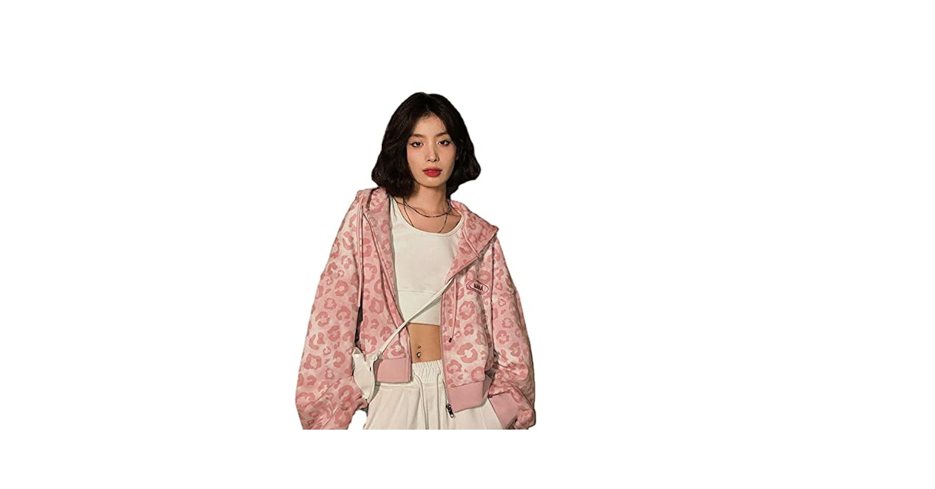 Amazon.com: Women's Pink Leopard Zip Up Hoodie Sweatshirt