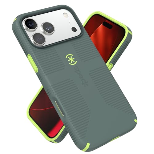 Image of Speck CANDYSHELL Grip +MS Case for iPhone 17 Pro Max - NEO DRAB /Glow Green | Slim Protective Grip | Drop Protection | MagSafe Compatible