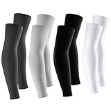 PjuQow Arm Sleeve Volleyball Armschoner, Armschoner Damen, Armsleeves, Arm Sleeves Volleyball, 4 Stück Weiß Schwarz Hellgrau Dunkelgrau, UV-Schutz Sportbekle