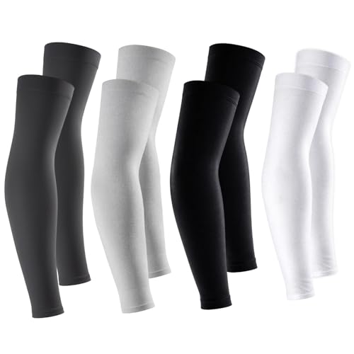 PjuQow Arm Sleeve Volleyball Armschoner, Armschoner Damen, Armsleeves, Arm Sleeves Volleyball, 4 Stück Weiß Schwarz Hellgrau Dunkelgrau, UV-Schutz Sportbekle