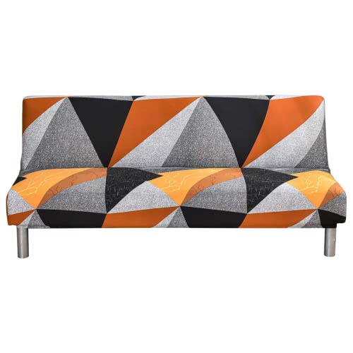 ShowyLive Funda Clic Clac 190 x 140 cm, Funda de sofá Extensible sin Brazo, de 3 plazas, protección de Muebles para sofá Plegable, Color Naranja y Negro