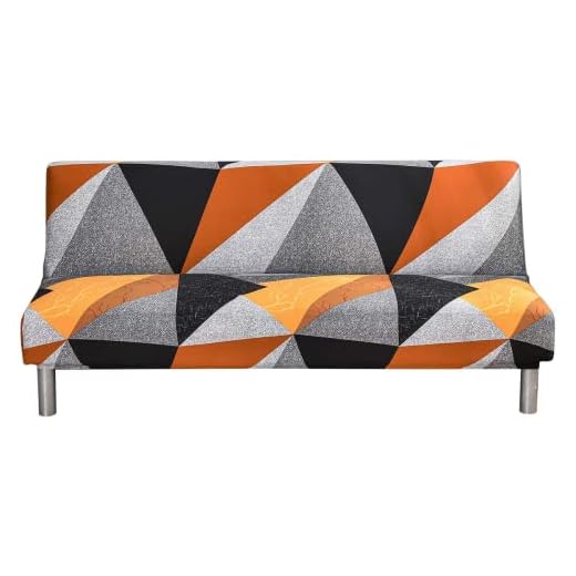 ShowyLive Housse Clic Clac 190x140CM Couverture de Canapé Extensible sans Bras 3 Places - Protection de Meubles pour canapé Pliable -Orange Noir