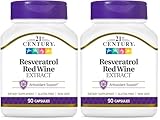 21st Century Resveratrol Red Wine Extract Capsules,Resveratrol Supplement with Grapeseed Extract,Polyphenols,&Vitamin C for Antioxidant Support,Gluten-Free&Non-GMO,No Added Sugar,90 Count (Pack of 2)