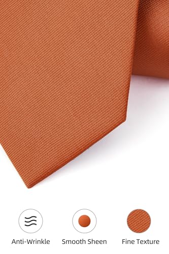 Image of HISDERN Mens Ties Solid Color Ties for Men Formal Necktie with Pocket Square Set Satin Silk Neck Tie Handkerchiefs Set