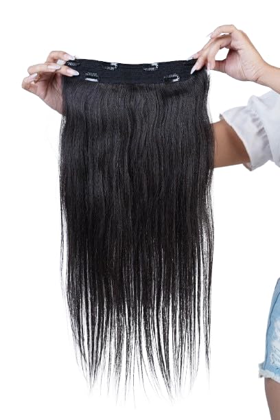 Image of Capilus 100% Natural Indian Human Hair 6 Clip ear to ear volumizer (18 Inches, Natural Black)- 1 Set