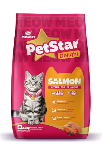 Image of Mankind PetStar Kitten Cat Food - Salmon Flavour (2.8 Kg) | Complete & Balanced Nutrition for Healthy Growth, Urinary, Immune & Digestive Support